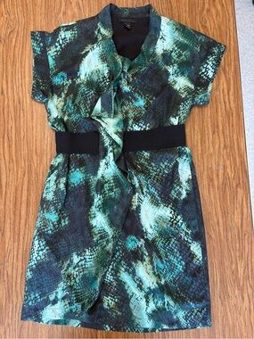 Kenneth Cole New York Green and Black Snake-Print Dress